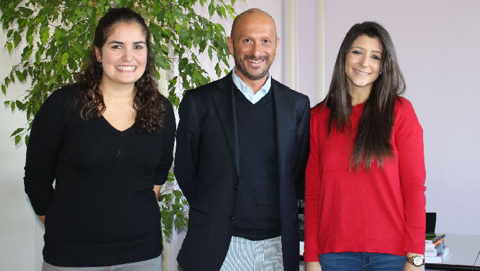 Da sin., Maria Josè Luis Gonzàles, Alberto Dal Molin, Miriam Garcìa Lopez corso in infermieristica a Biella sett - dic 2014