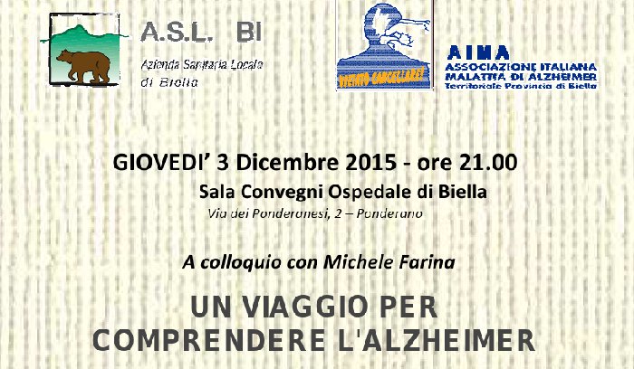 Locandina serata AIMA con Michele Farina al Nuovo Ospedale ASL BI 03122015