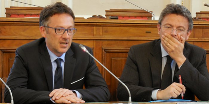 Da sinistra Gianni Bonelli e Marco Cavicchili Conferenza dei Sindaci ASLBI 04052015