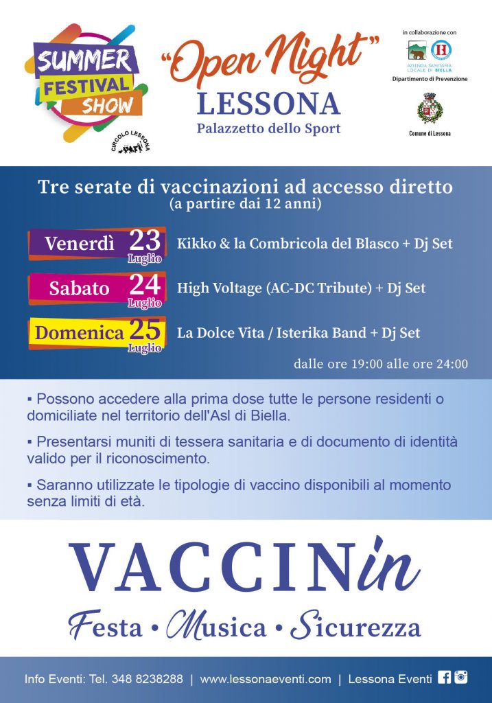 La locandina del "Lessona Summer Show" di venerdì 23, sabato 24 e domenica 25 luglio 2021