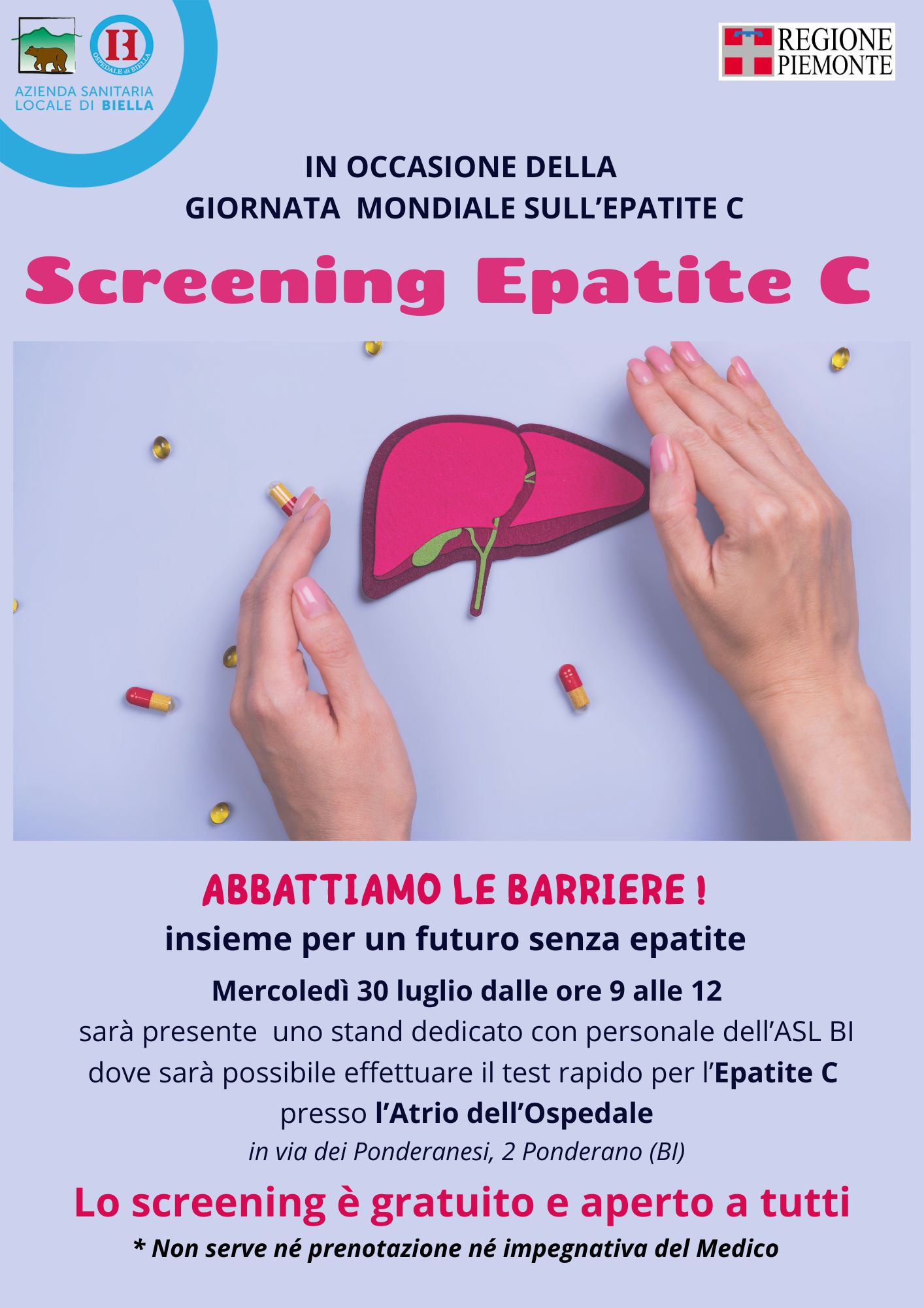 Locandina ASL BI dedicata alla Giornata Mondiale sull'Epatite C - 2025