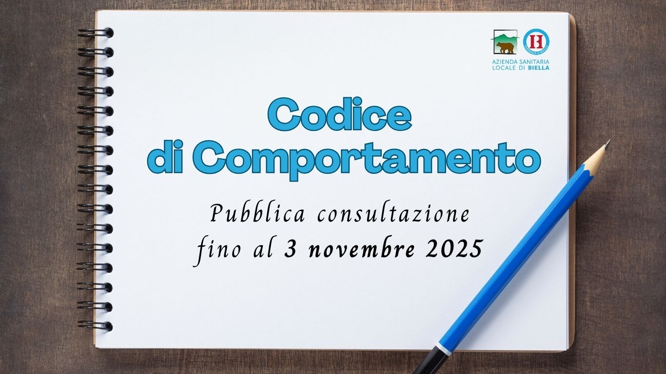 Bloc notes con matita azzurra e scritta: Codice di Comportamento, pubblica consultazione fino al 3 novembre 2025