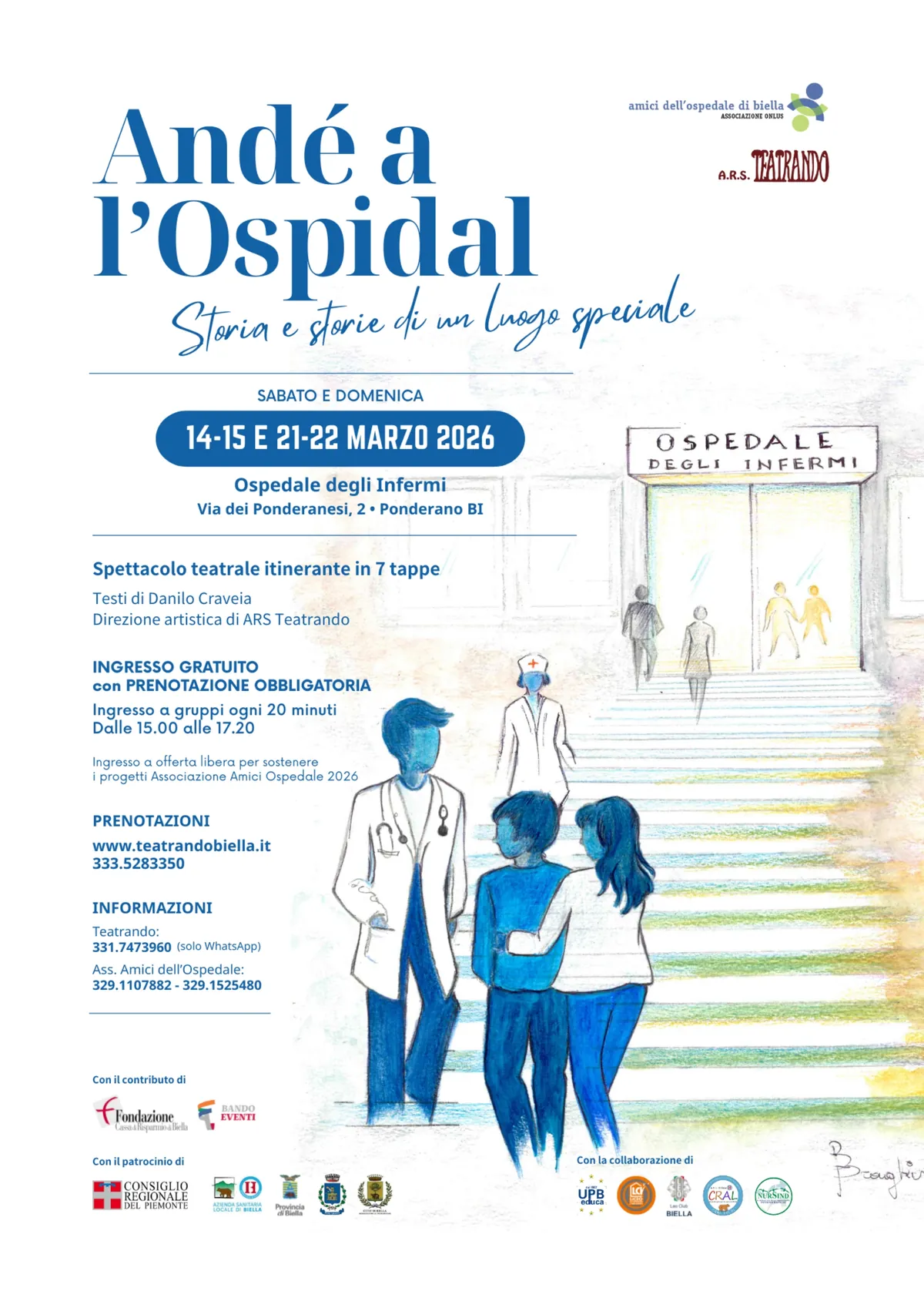 Locandina evento all'Ospedale di Biella "Andé a l’Ospidal - Storia e storie di un luogo speciale"